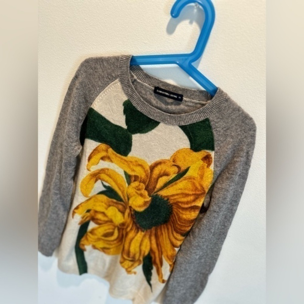SAMANTHA SUNG Anthropologie Sunflower 100% cashmere knit sweater crewneck - Picture 4 of 6